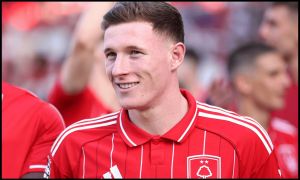 NOTTINGHAM, ENGLAND - MAY 24: Elliot Anderson of Nottingham Forest looks on after the Premier League match between Nottingham Forest and Bournemouth at the City Ground on May 24, 2026 in Nottingham, England.