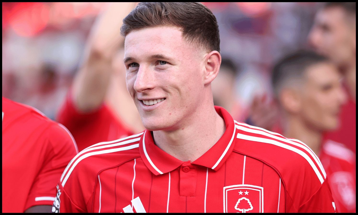 NOTTINGHAM, ENGLAND - MAY 24: Elliot Anderson of Nottingham Forest looks on after the Premier League match between Nottingham Forest and Bournemouth at the City Ground on May 24, 2026 in Nottingham, England.