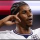 ARLINGTON, TEXAS - JUNE 17: Marcus Rashford #11 of England celebrates scoring his team's fourth goal during the FIFA World Cup 2026 Group L match between England and Croatia at Dallas Stadium on June 17, 2026 in Arlington, Texas