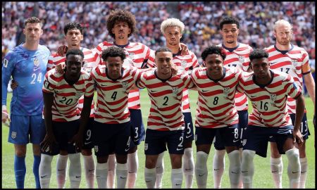 SEATTLE, WASHINGTON - JUNE 19: Players of the United States pose for a team photograph before the FIFA World Cup 2026 Group D match between USA and Australia at Seattle Stadium on June 19, 2026 in Seattle, Washington.