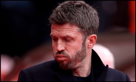 SUNDERLAND, ENGLAND - MAY 09: Michael Carrick, Manager of Manchester United, looks on prior to the Premier League match between Sunderland and Manchester United at Stadium of Light on May 09, 2026 in Sunderland, England.