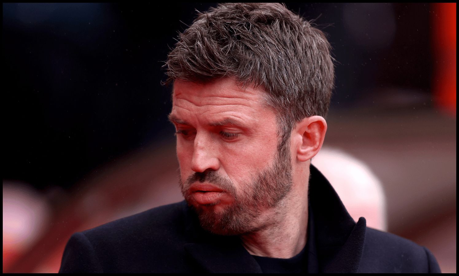 SUNDERLAND, ENGLAND - MAY 09: Michael Carrick, Manager of Manchester United, looks on prior to the Premier League match between Sunderland and Manchester United at Stadium of Light on May 09, 2026 in Sunderland, England.