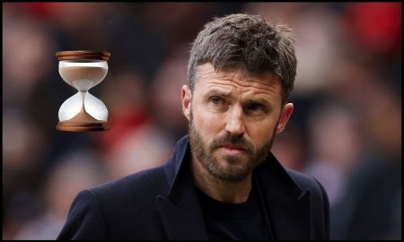 MANCHESTER, ENGLAND - MARCH 15: Michael Carrick, Manager of Manchester United, looks on during the Premier League match between Manchester United and Aston Villa at Old Trafford on March 15, 2026 in Manchester, England