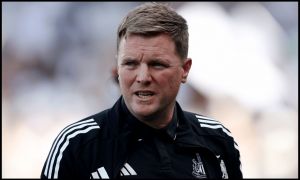 LONDON, ENGLAND - MAY 24: Eddie Howe, Manager of Newcastle United, looks on prior to the Premier League match between Fulham and Newcastle United at Craven Cottage on May 24, 2026 in London, England.
