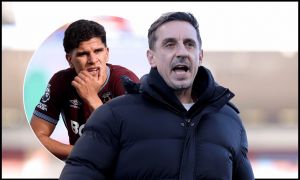 BURNLEY, ENGLAND - APRIL 22: Pundit Gary Neville, arrives at the stadium prior to the Premier League match between Burnley and Manchester City at Turf Moor on April 22, 2026 in Burnley, England.