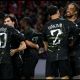 Bradley Barcola with his PSG teammates