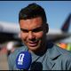 Casemiro giving an interview at the airport