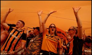 Hull City fans celebrating