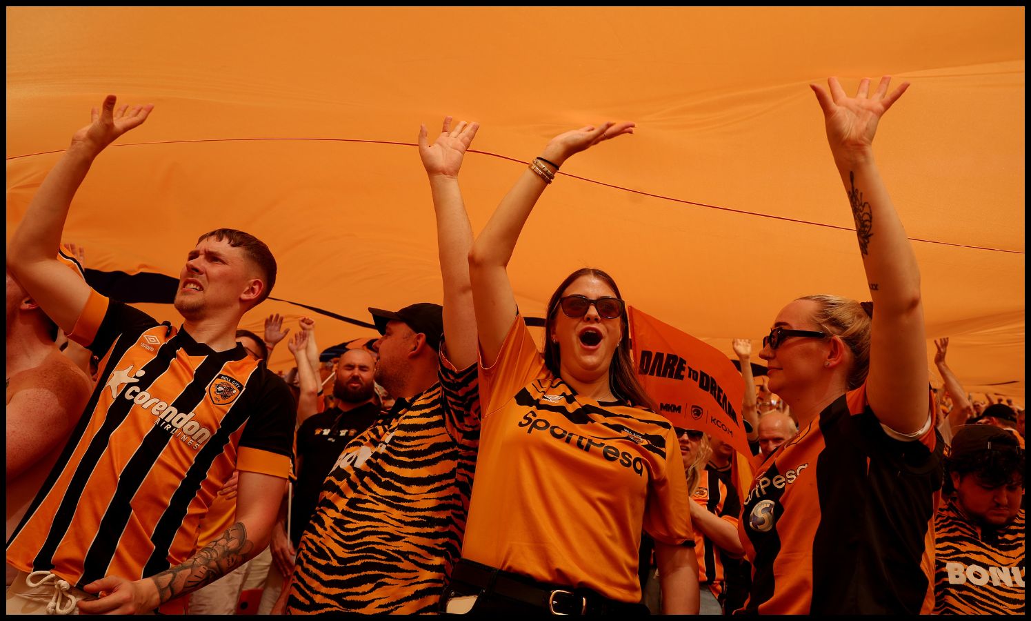Hull City fans celebrating