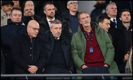 Sir Jim Ratcliffe and Jason Wilcox in the stands