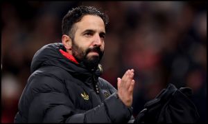 Ruben Amorim applauding Man Utd fans