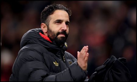 Ruben Amorim applauding Man Utd fans