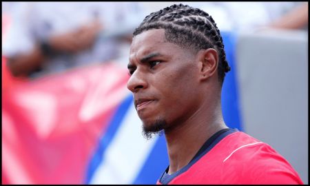 TAMPA, FLORIDA - JUNE 06: Marcus Rashford #11 of England looks on prior to the international friendly match between England and New Zealand at Raymond James Stadium on June 06, 2026 in Tampa, Florida.