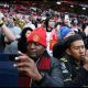 MANCHESTER, ENGLAND - FEBRUARY 07: Fans of Manchester United look on inside the stadium prior to the Premier League match between Manchester United and Tottenham Hotspur at Old Trafford on February 07, 2026 in Manchester, England.