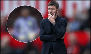 MANCHESTER, ENGLAND - MAY 03: Michael Carrick, Manager of Manchester United, reacts during the Premier League match between Manchester United and Liverpool at Old Trafford on May 03, 2026 in Manchester, England.