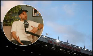 MANCHESTER, ENGLAND - MARCH 25: A general view of the Sir Alex Ferguson stand prior to the UEFA Women's Champions League 2025/26 Quarter-finals First Leg match between Manchester United FC and FC Bayern München at Old Trafford on March 25, 2026 in Manchester, England