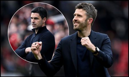 MANCHESTER, ENGLAND - MAY 03: Michael Carrick, Manager of Manchester United, celebrates victory following the Premier League match between Manchester United and Liverpool at Old Trafford on May 03, 2026 in Manchester, England.