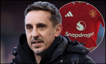 BURNLEY, ENGLAND - APRIL 22: Gary Neville, Sky Sports pundit prior to the Premier League match between Burnley and Manchester City at Turf Moor on April 22, 2026 in Burnley, England.
