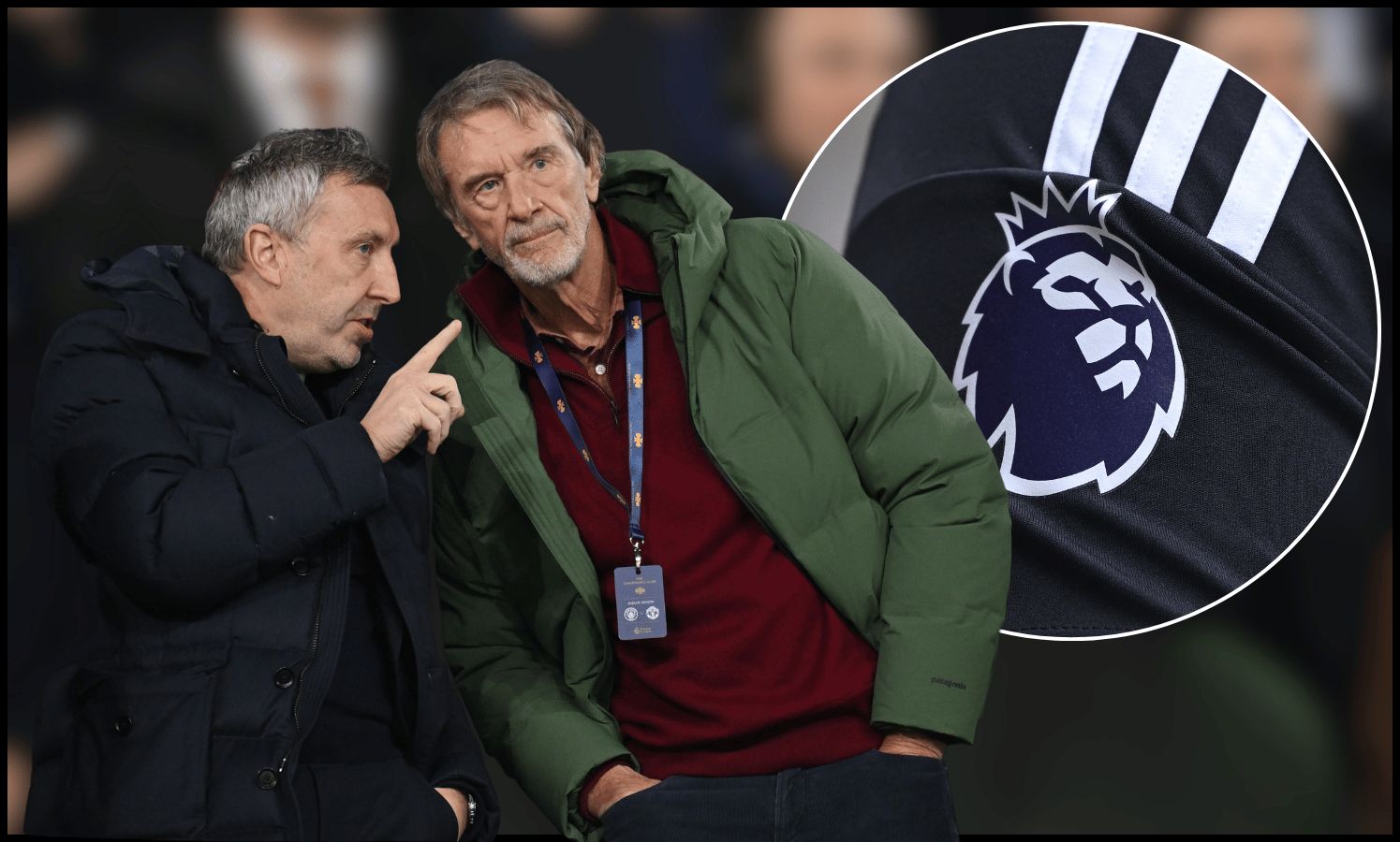 MANCHESTER, ENGLAND - DECEMBER 15: Jason Wilcox, Technical Director of Manchester United, and Sir Jim Ratcliffe, Minority Shareholder of Manchester United, are seen in attendance prior to the Premier League match between Manchester City FC and Manchester United FC at Etihad Stadium on December 15, 2024 in Manchester, England.
