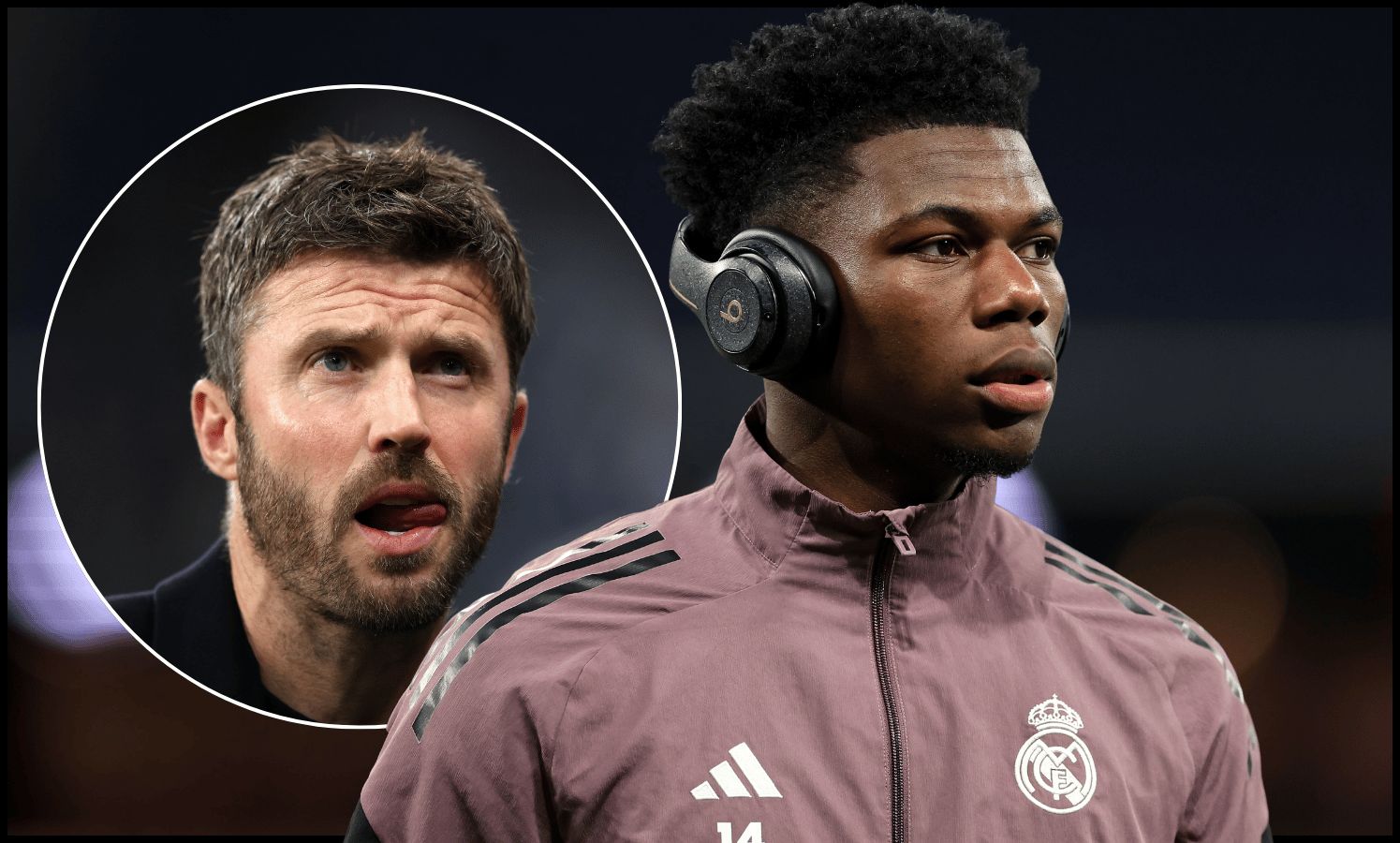 MADRID, SPAIN - MARCH 22: Aurelien Tchouameni of Real Madrid looks on prior to the LaLiga EA Sports match between Real Madrid CF and Atletico de Madrid at Estadio Santiago Bernabeu on March 22, 2026 in Madrid, Spain.