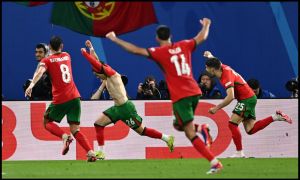 Francisco Conceicao celebrates after scoring for Portugal