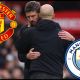 Michael Carrick and Pep Guardiola embrace