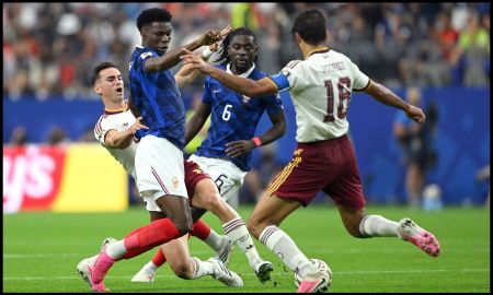 Aurelien Tchouameni and Manu Kone against Spain in the World Cup semi-final