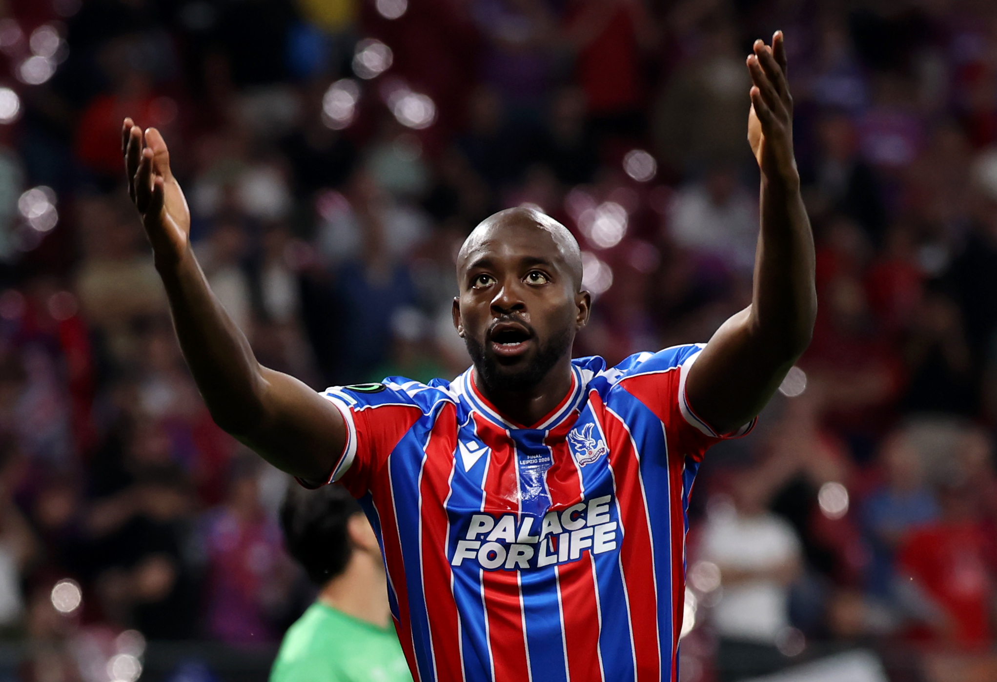LEIPZIG, GERMANY - MAY 27: Jean-Philippe Mateta of Crystal Palace reacts during the UEFA Conference League Final 2026 match between Crystal Palace FC and Rayo Vallecano de Madrid at Football Arena Leipzig on May 27, 2026 in Leipzig, Germany. 