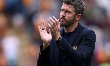 HULL, ENGLAND - AUGUST 22: Michael Carrick, head coach of Manchester Utd during the Premier League 2026/27 match between Hull City and Manchester United at MKM Stadium on August 22, 2026 in Hull, England