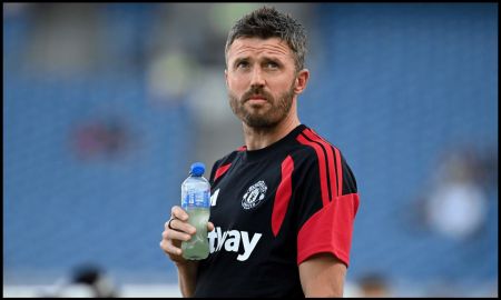 DUBLIN, IRELAND - AUGUST 12: Michael Carrick, Manager of Manchester United during the pre-season friendly match between Leeds United and Manchester United at Croke Park on August 12, 2026 in Dublin, Ireland.