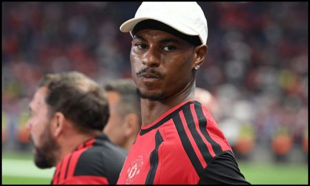 DUBLIN, IRELAND - AUGUST 12: Marcus Rashford of Manchester United is pictured during the pre-season friendly match between Leeds United and Manchester United at Croke Park on August 12, 2026 in Dublin, Ireland.