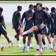 MANCHESTER, ENGLAND - MAY 14: Harry Maguire of Manchester United warms up during a training session at Carrington Training Ground on May 14, 2025 in Manchester, England.
