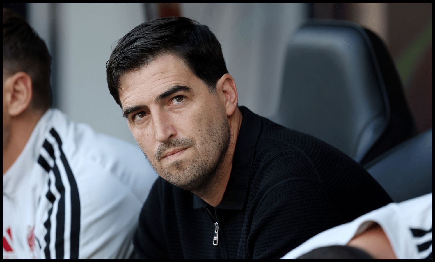 NEWCASTLE UPON TYNE, ENGLAND - AUGUST 23: Andoni Iraola, Manager of Liverpool, looks on before the Premier League 2026/27 match between Newcastle United and Liverpool FC at St James' Park on August 23, 2026 in Newcastle upon Tyne, England