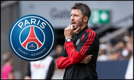 SOLNA, SWEDEN - AUGUST 1: Michael Carrick head coach of Manchester United during the pre-season friendly match between Manchester United and Atletico de Madrid at Strawberry Arena on August 1, 2026 in Solna, Sweden.