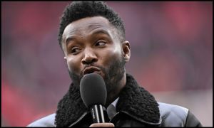 LONDON, ENGLAND - FEBRUARY 25: Former Chelsea Player, John Obi Mikel presents prior to the Carabao Cup Final match between Chelsea and Liverpool at Wembley Stadium on February 25, 2024 in London, England.