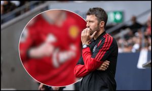 SOLNA, SWEDEN - AUGUST 1: Michael Carrick head coach of Manchester United during the pre-season friendly match between Manchester United and Atletico de Madrid at Strawberry Arena on August 1, 2026 in Solna, Sweden