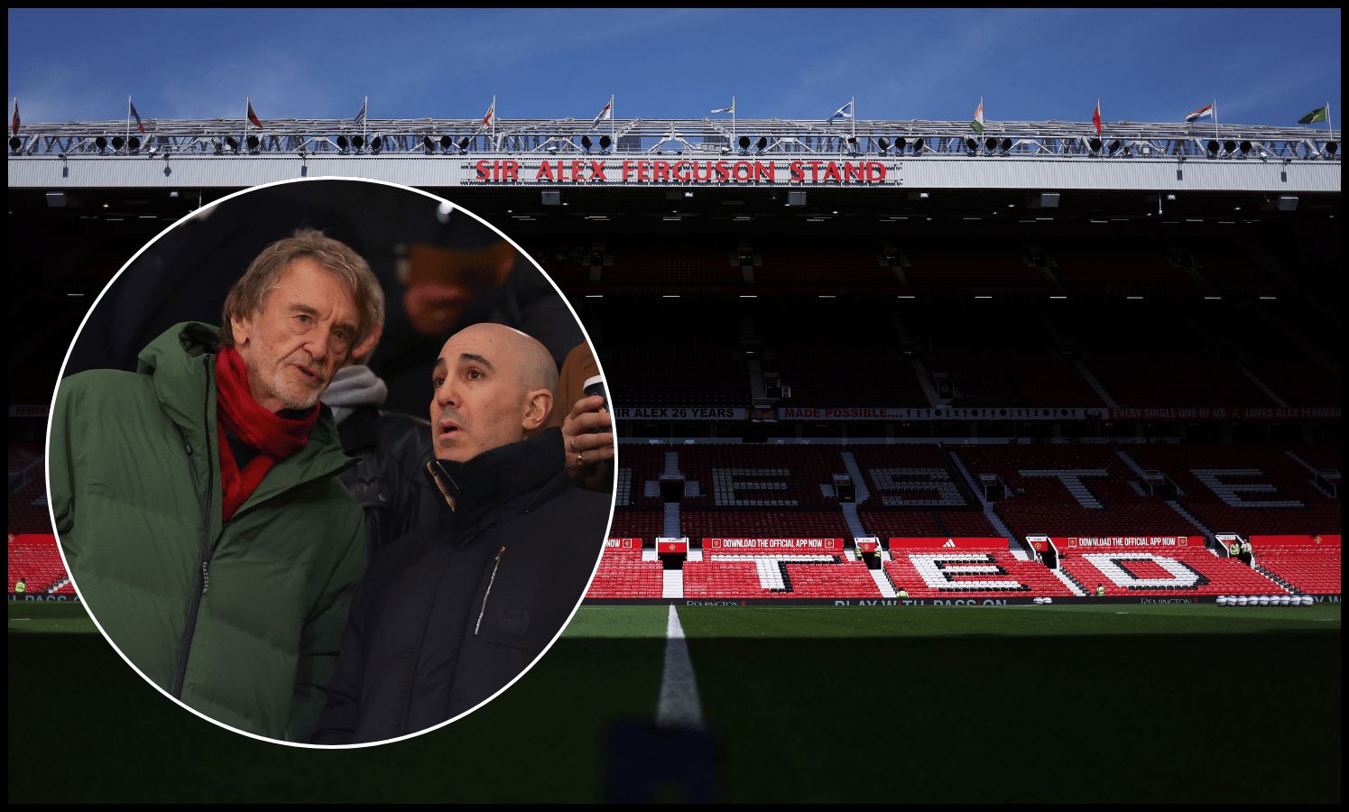 MANCHESTER, ENGLAND - MAY 11: General view inside the stadium prior to the Premier League match between Manchester United FC and West Ham United FC at Old Trafford on May 11, 2025 in Manchester, England.