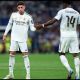 Real Madrid midfielders Aurelien Tchoaumeni and Federico Valverde