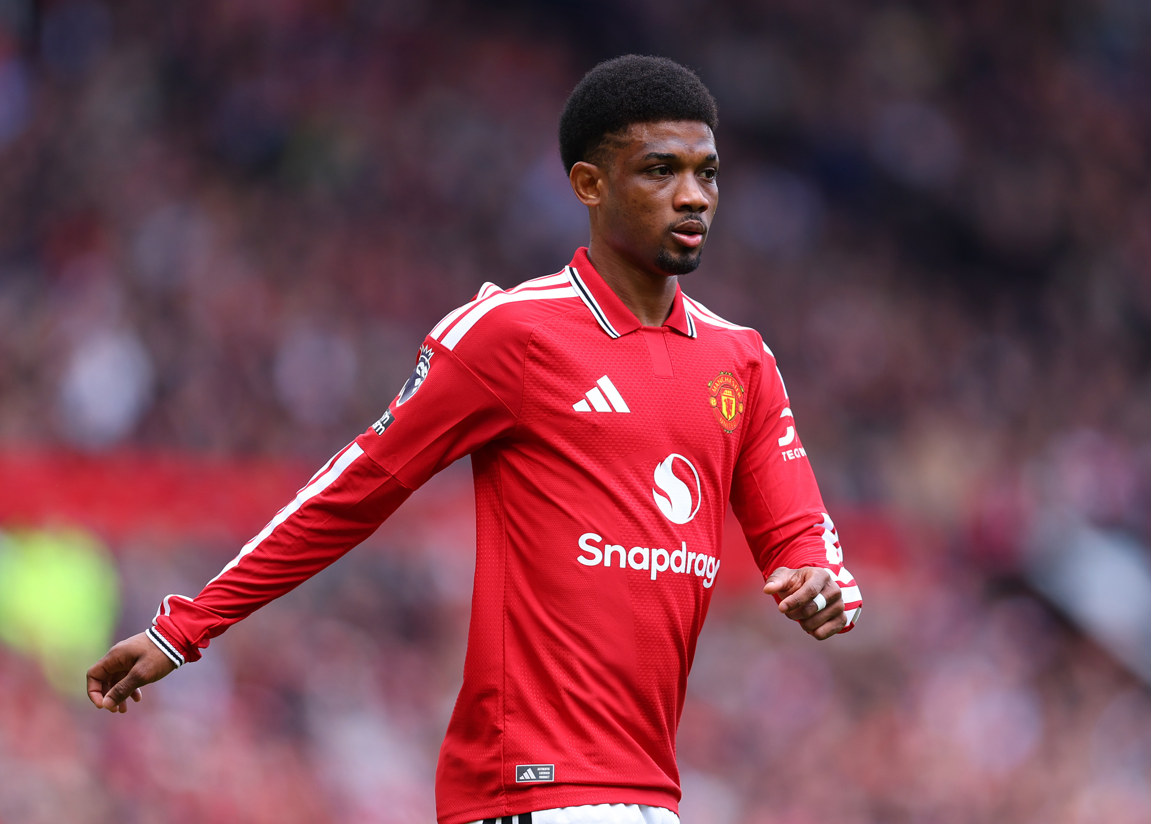 MANCHESTER, ENGLAND - MAY 17: Amad Diallo of Manchester United during the Premier League match between Manchester United and Nottingham Forest at Old Trafford on May 17, 2026 in Manchester, England. (Photo by Molly Darlington/Getty Images)