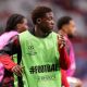 MANCHESTER, ENGLAND - SEPTEMBER 10: Kobbie Mainoo of Manchester United warms up before the UEFA Champions League 2026/27 League Phase MD1 match between Manchester United and Sabah FC at Old Trafford on September 10, 2026 in Manchester, England.