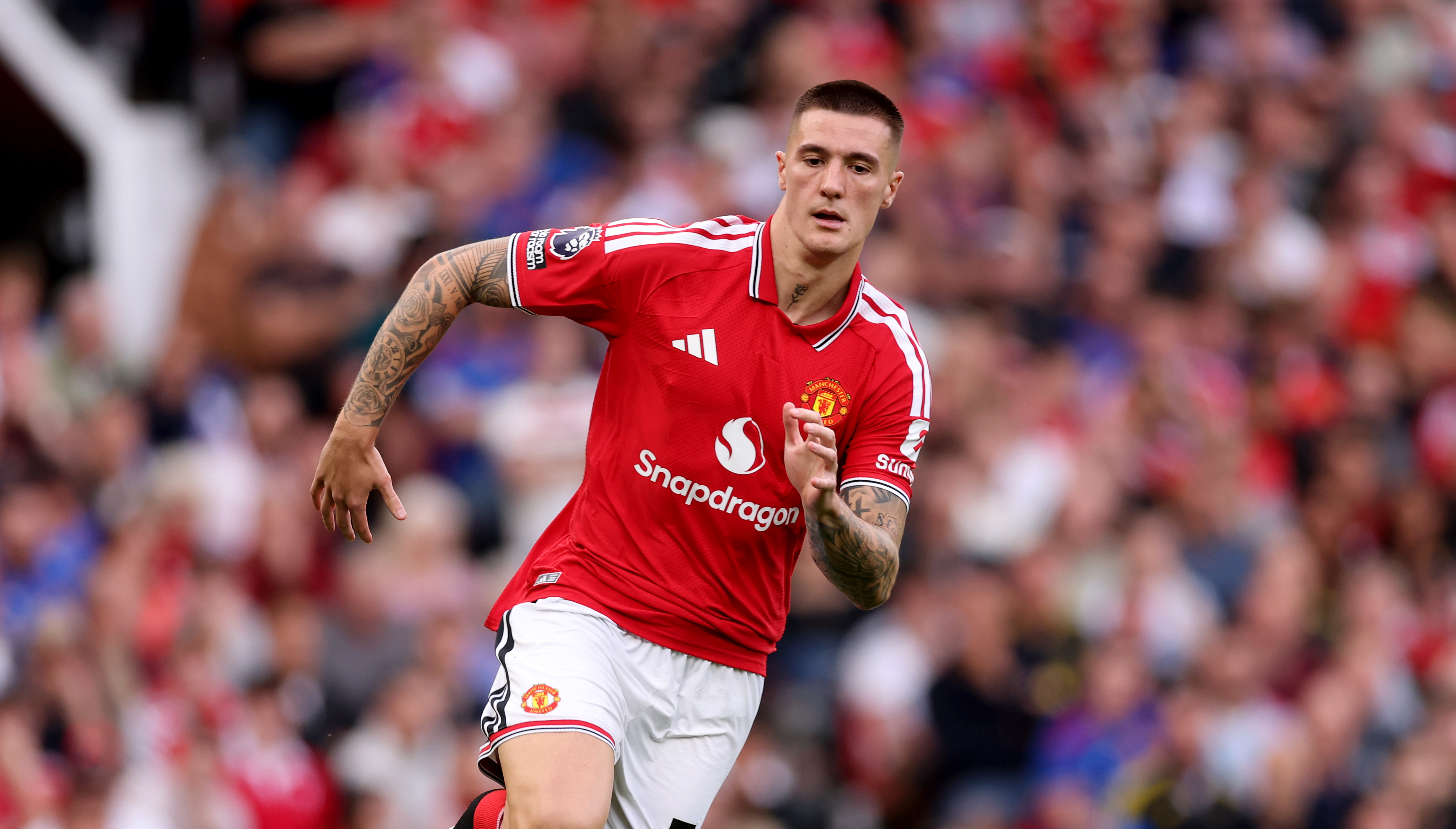 MANCHESTER, ENGLAND - SEPTEMBER 13: Benjamin Sesko of Manchester United during the Premier League 2026/27 match between Manchester United and Manchester City at Old Trafford on September 13, 2026 in Manchester, England. (Photo by Carl Recine/Getty Images)