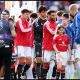 MANCHESTER, ENGLAND - SEPTEMBER 13: Bruno Fernandes of Manchester United shakes hands with Erling Haaland of Manchester City before the Premier League 2026/27 match between Manchester United and Manchester City at Old Trafford on September 13, 2026 in Manchester, England.