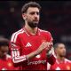 MANCHESTER, ENGLAND - SEPTEMBER 13: Bruno Fernandes of Manchester United applauds the fans after the Premier League 2026/27 match between Manchester United and Manchester City at Old Trafford on September 13, 2026 in Manchester, England.