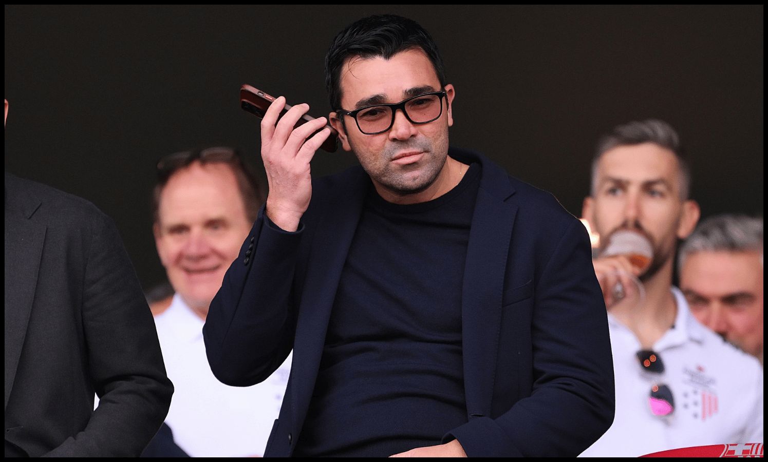 BARCELONA, SPAIN - MAY 19: Bojan Krkić and Deco, sporting director of FC Barcelona look on prior to the LaLiga EA Sports match between FC Barcelona and Rayo Vallecano at Estadi Olimpic Lluis Companys on May 19, 2024 in Barcelona, Spain.