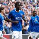 LIVERPOOL, ENGLAND - SEPTEMBER 06: Tyrique George of Everton celebrates scoring his team’s first goal during the Premier League 2026/27 match between Everton and Manchester United at Hill Dickinson Stadium on September 06, 2026 in Liverpool, England.