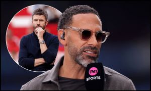 BIRMINGHAM, ENGLAND - MAY 03: Former player and current TNT Pundit Rio Ferdinan is seen presenting prior to the Premier League match between Aston Villa FC and Fulham FC at Villa Park on May 03, 2025 in Birmingham, England.