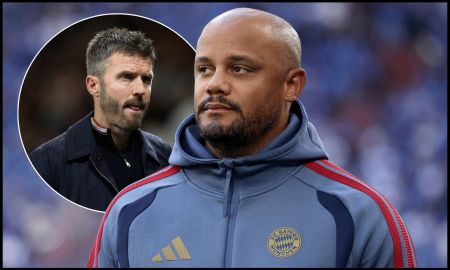 GELSENKIRCHEN, GERMANY - SEPTEMBER 05: Vincent Kompany, Head Coach of Munich, looks on during the Bundesliga 2026/27 match between FC Schalke 04 and FC Bayern München at Veltins-Arena on September 05, 2026 in Gelsenkirchen, Germany