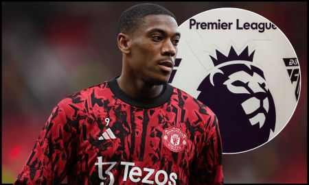 MANCHESTER, ENGLAND - AUGUST 14: Anthony Martial of Manchester United warms up ahead of the Premier League match between Manchester United and Wolverhampton Wanderers at Old Trafford on August 14, 2023 in Manchester, England