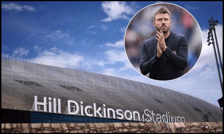 LIVERPOOL, ENGLAND - SEPTEMBER 06: General view outside the stadium before the Premier League 2026/27 match between Everton and Manchester United at Hill Dickinson Stadium on September 06, 2026 in Liverpool, England.