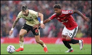 Andrey Santos in action for Man Utd
